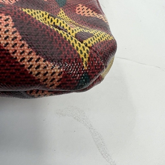 FOSSIL Key Per Coated Canvas Floral Crossbody Bag Red Yellow Turnlock - Picture 8 of 13